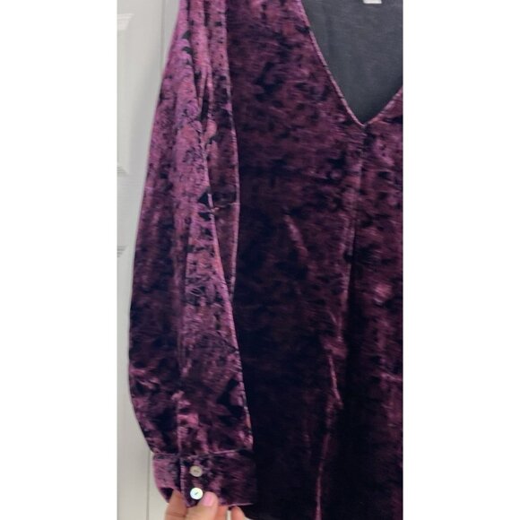 J. Jill Crushed Velvet Tunic Pullover V-Neck Long Sleeve Top Fairycore XL Purple - Picture 4 of 10